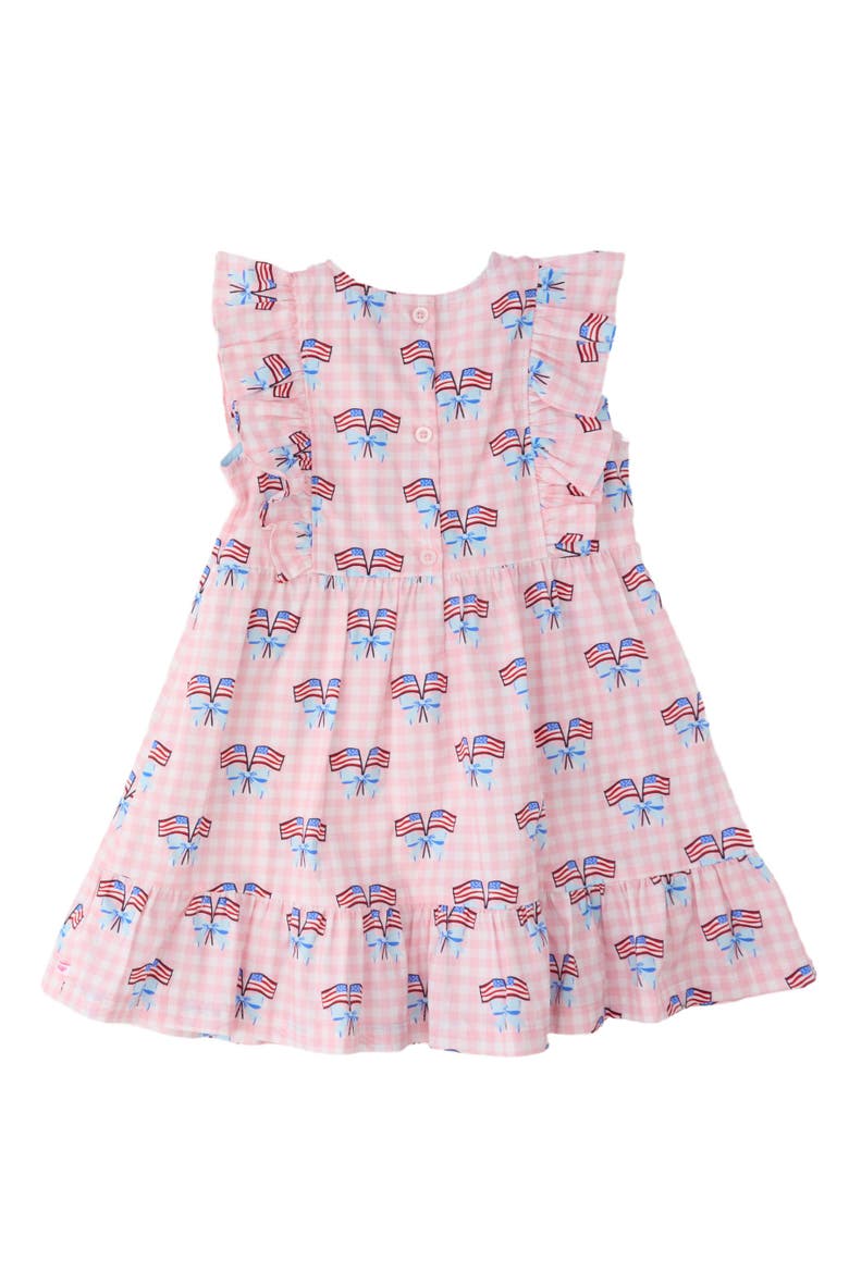Sleeveless Pinafore Bow Dress, Alternate, color, Pink Patriotic Gingham