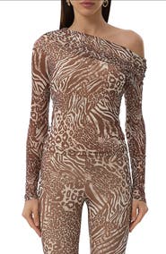 AFRM Barry One-Shoulder Mesh Top