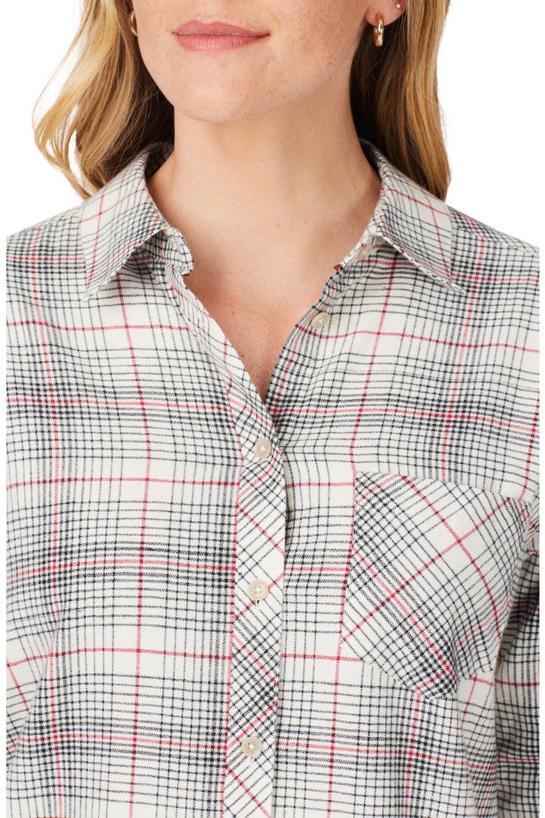Boyfriend Plaid Cotton Button-Up Shirt, Alternate, color, IVORY MULTI