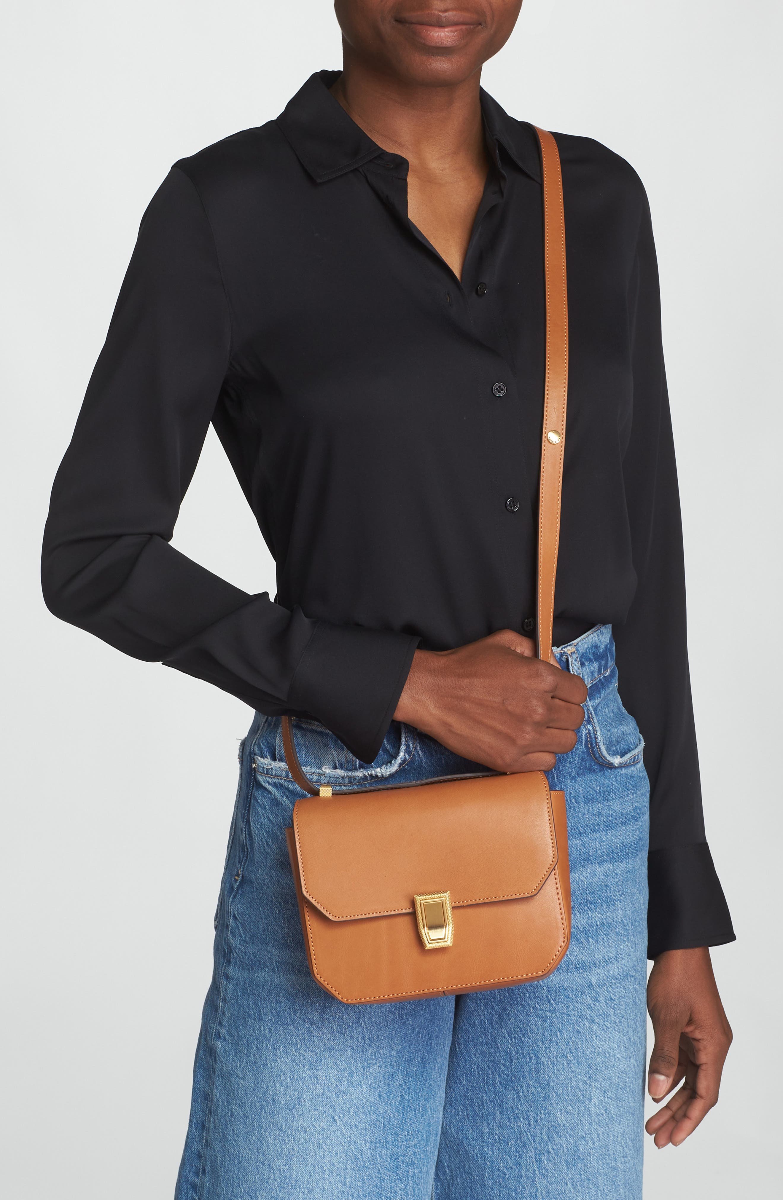 Small Max Leather Crossbody Bag, Alternate, color, TAN