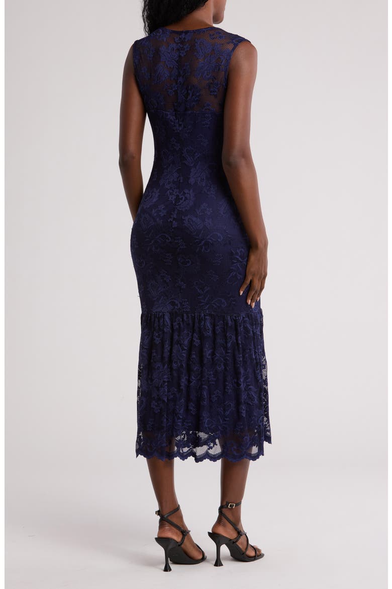 Scallop Lace Sleeveless Midi Dress, Alternate, color, NAVY