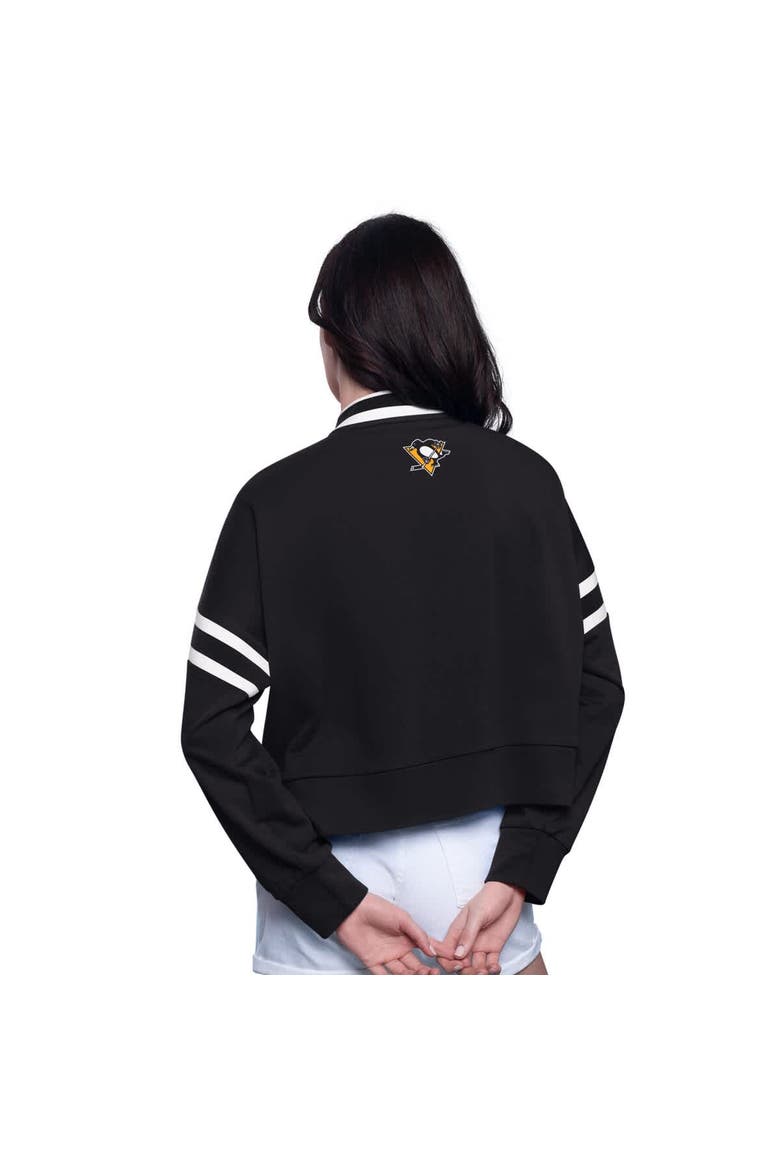 Women's Starter  Black Pittsburgh Penguins Power Play Cropped Pullover Sweatshirt, Alternate, color, Black