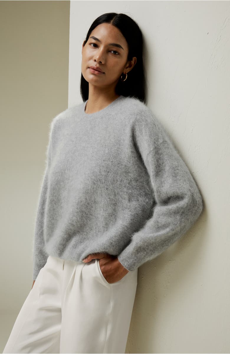 Lilysilk Brushed Cashmere Pullover Sweater, Alternate, color, Light Gray