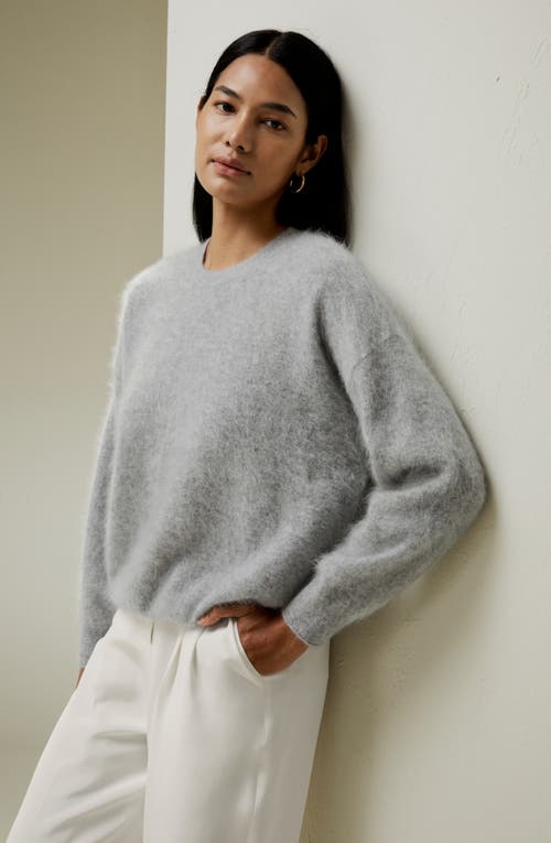 Lilysilk Brushed Cashmere Pullover Sweater In Light Gray