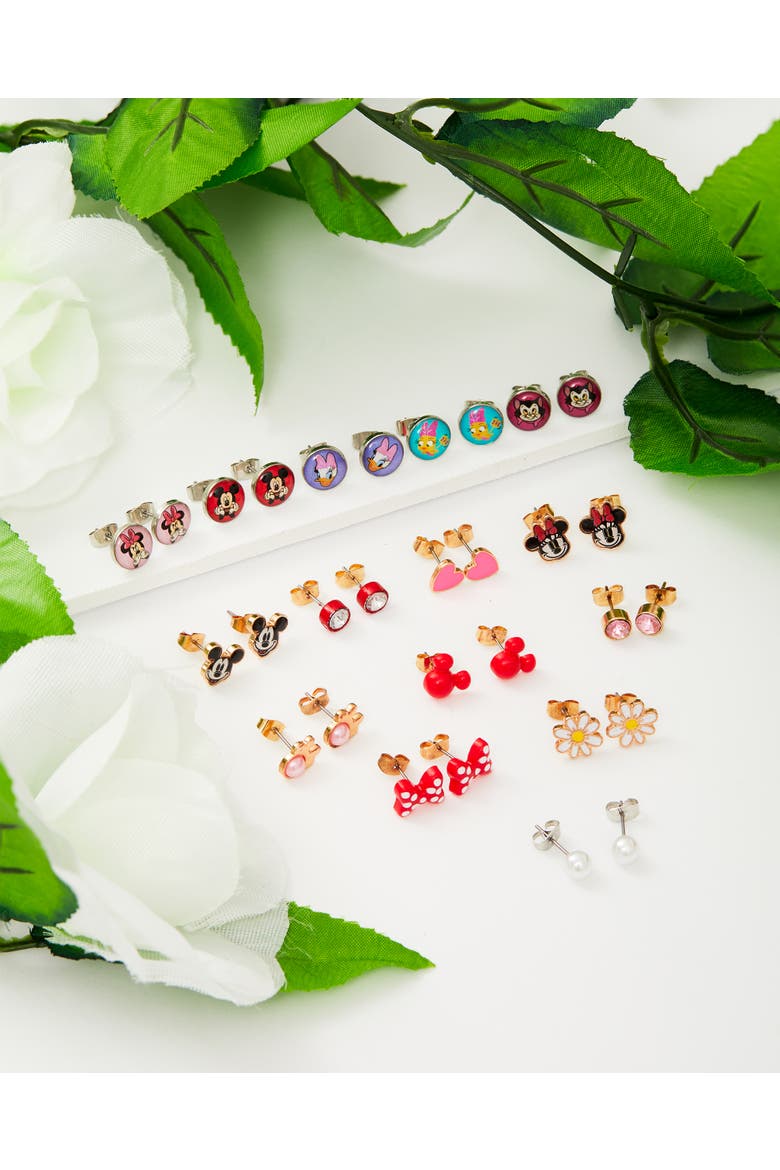 Minnie Mouse & Friends Stud Earrings, Pack of 16 Pairs, Alternate, color, Multicolor