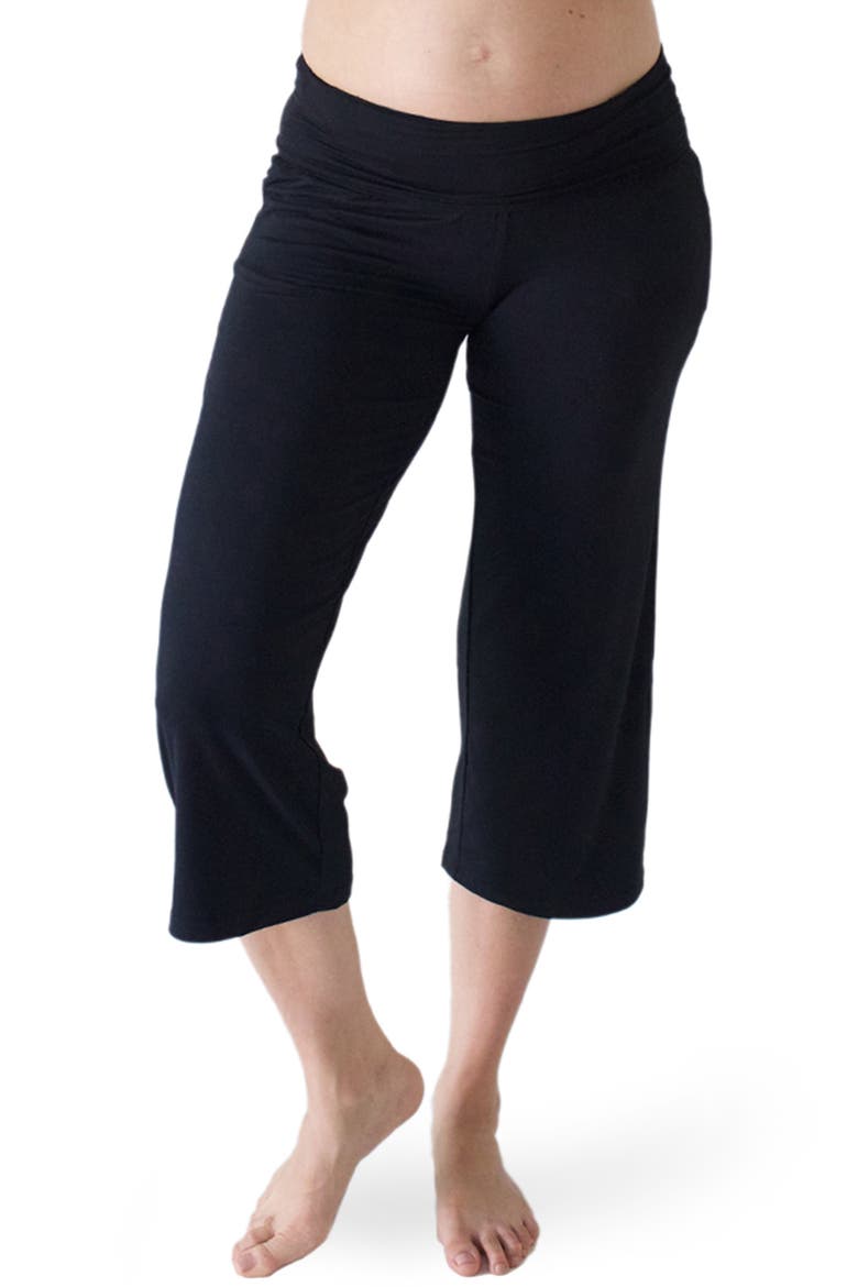 Maternity/Postpartum Crop Lounge Pants, Main, color, BLACK