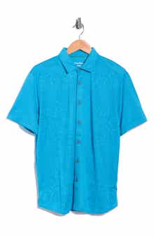 Palm Coast Cascade Vines IslandZone® Performance Short Sleeve Knit Button-Up Shirt
