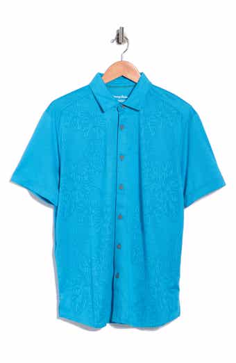 Palm Coast Cascade Vines IslandZone® Performance Short Sleeve Knit Button-Up Shirt