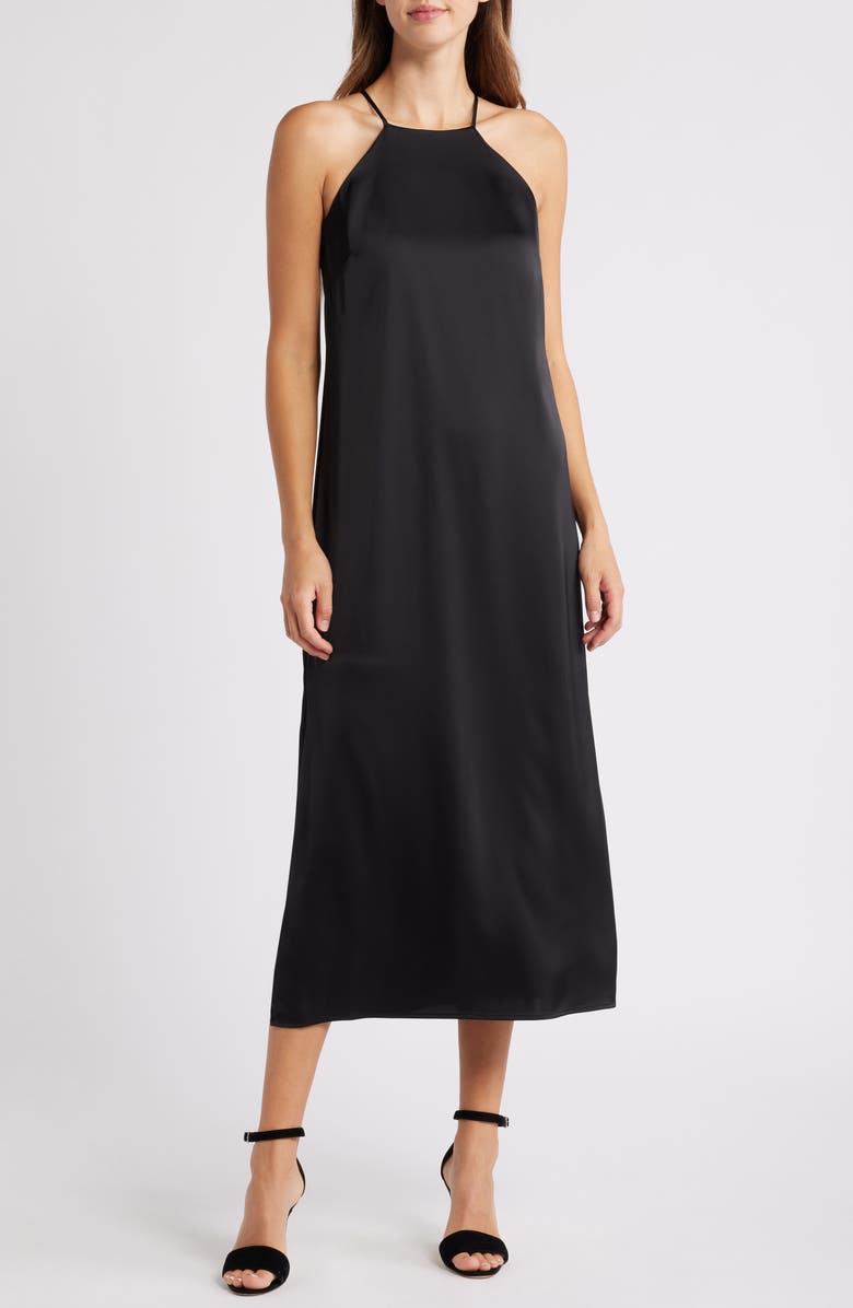 Anne Klein Satin Midi Slipdress, Main, color,