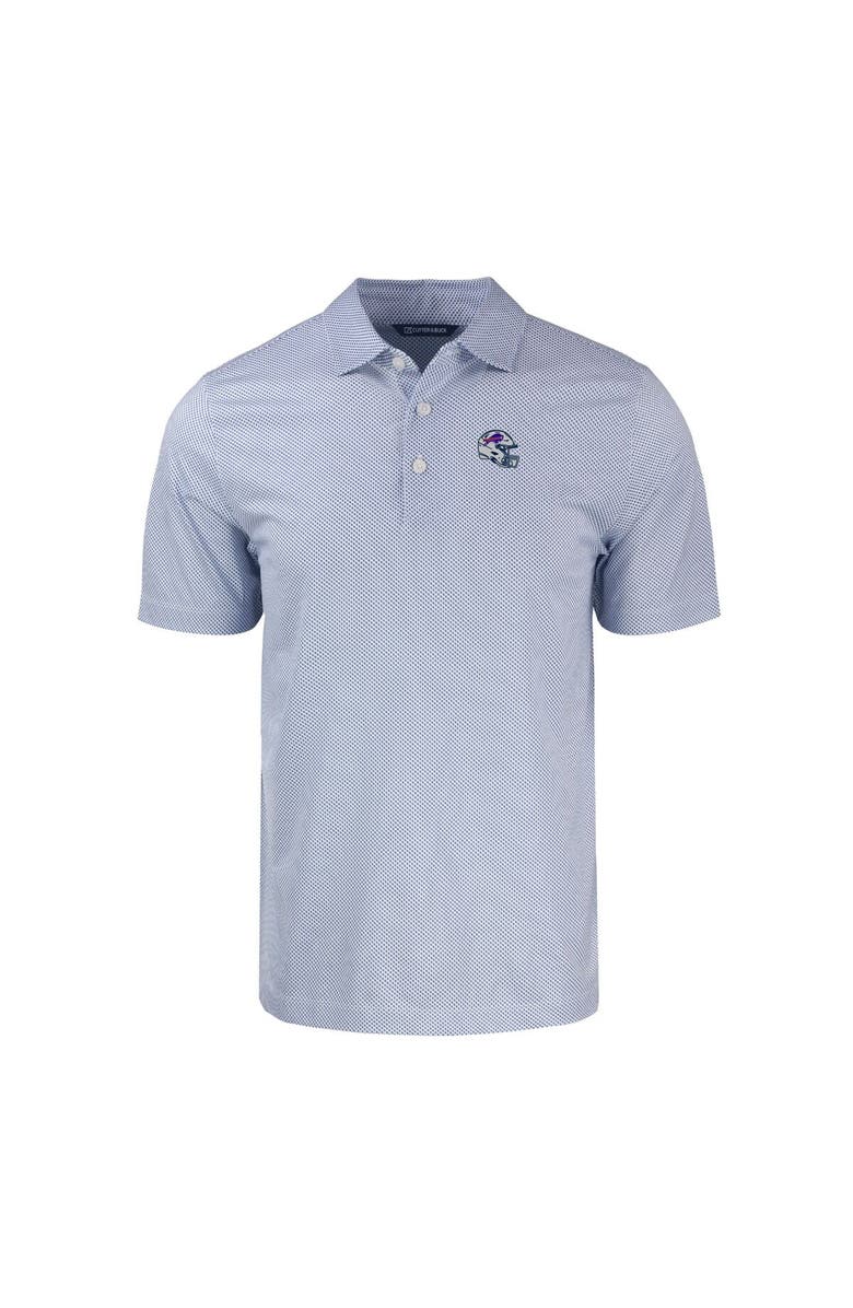 Cutter & Buck Men's Cutter & Buck  White/Royal Buffalo Bills Helmet Big & Tall Pike Eco Symmetry Print Stretch Recycled Polo, Alternate, color, 