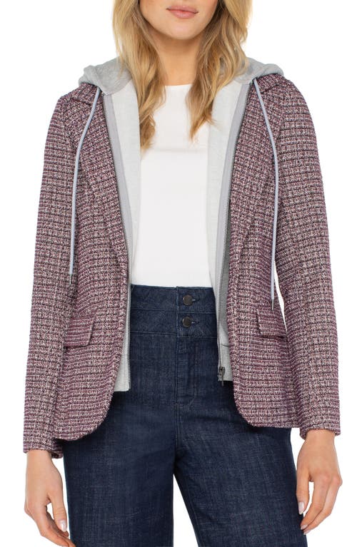 Liverpool Los Angeles Tweed Blazer With Removable Hoodie Insert In Brown