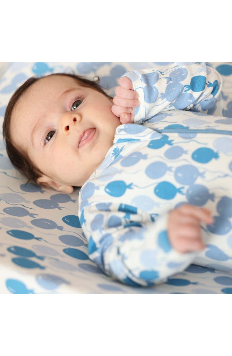 Norani Organic Cotton Zip Footie, Alternate, color, Blue Balloons