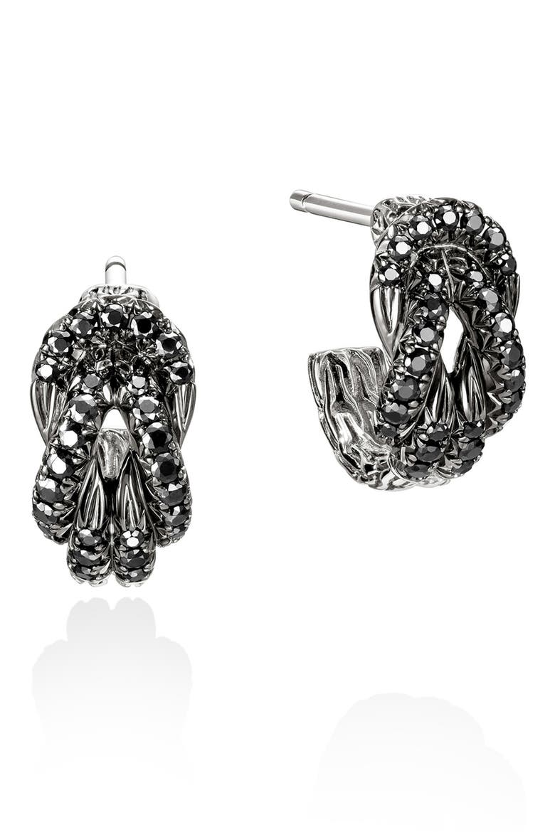 Love Knot Earrings, Black Sapphire, Main, color, SILVER BLACK