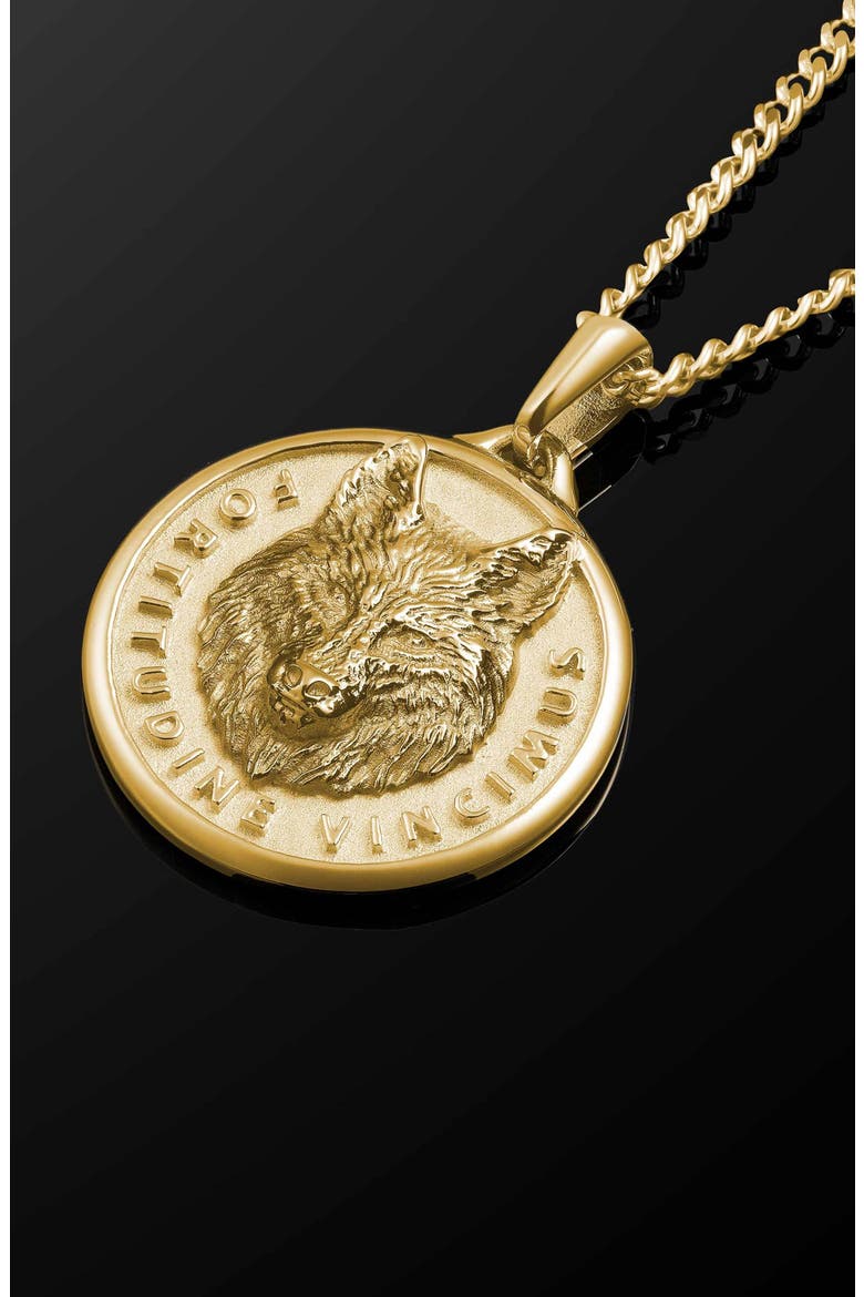Wolf Pendant Necklace, Alternate, color, GOLD