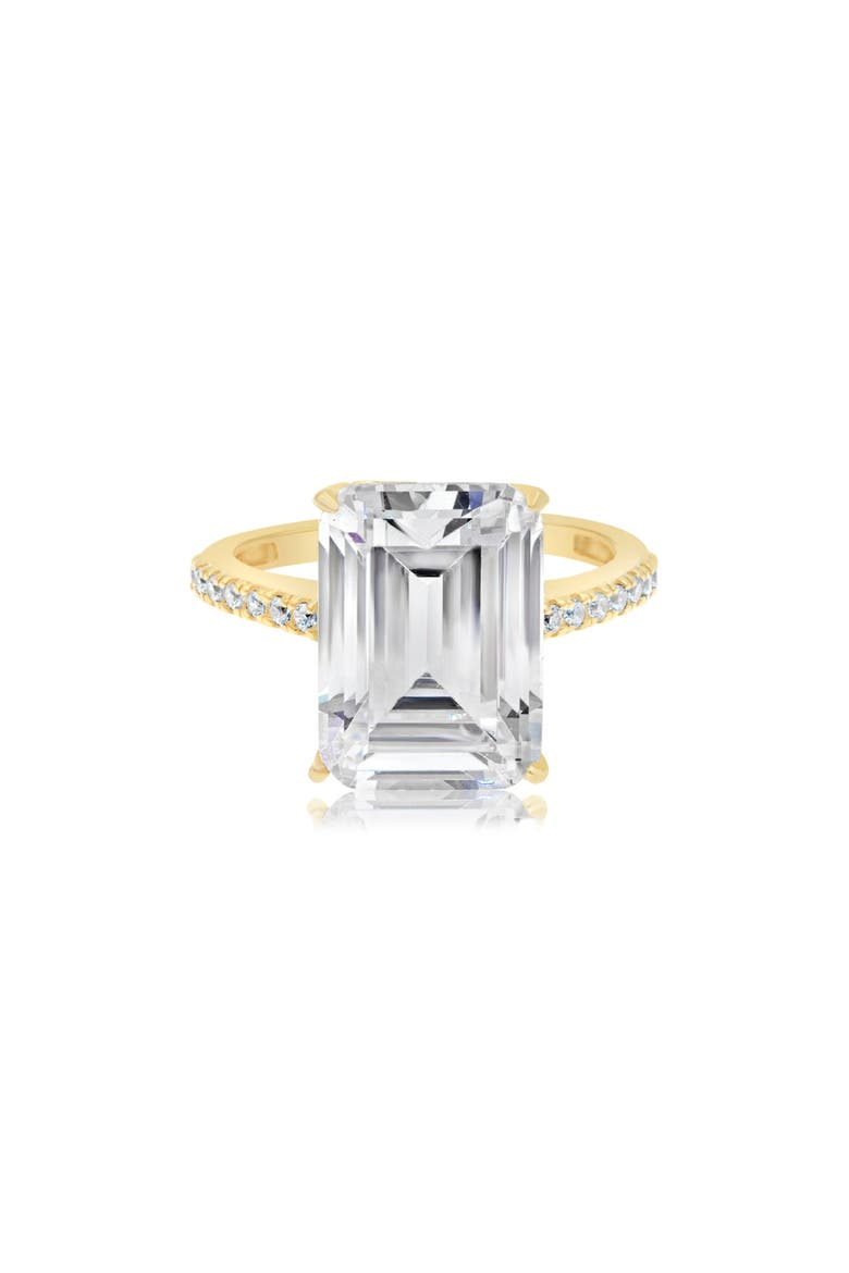 Emerald-Cut Cubic Zirconia Cocktail Ring, Alternate, color, GOLD
