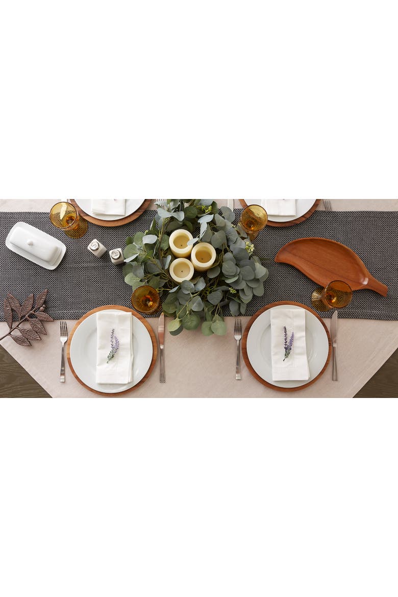 Bordered Dobby Table Runner 15x108, Alternate, color, Black