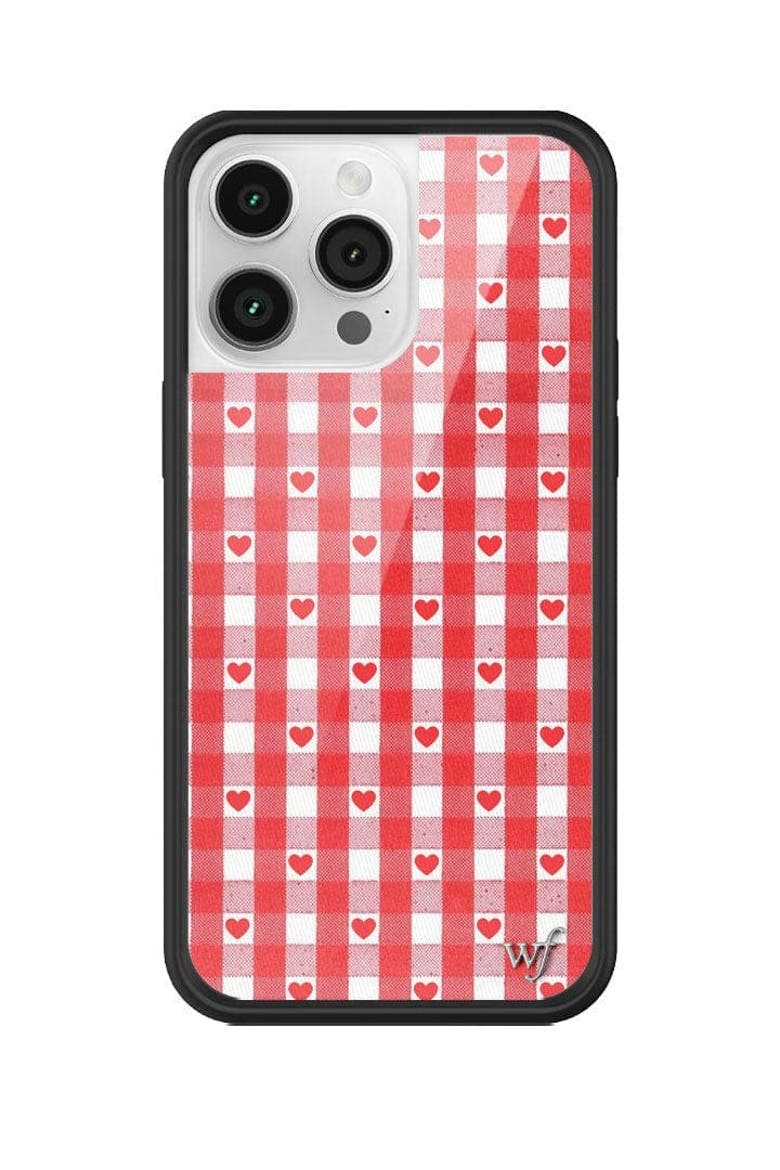 Gingham Hearts | Red iPhone Case, Alternate, color, Red