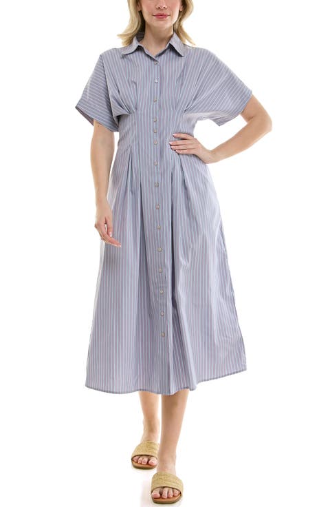 Pintuck Waist Midi Shirtdress