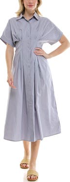 Nicole Miller Pintuck Waist Midi Shirtdress
