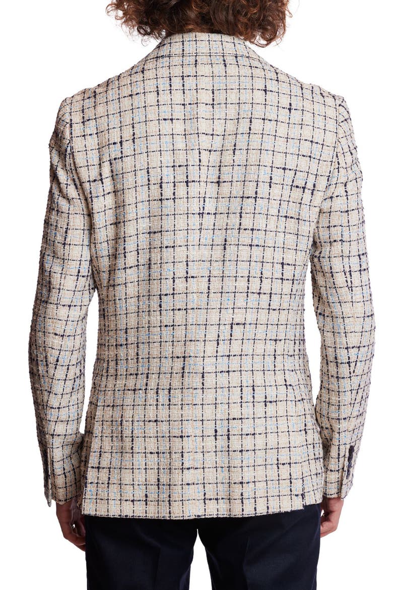 Dover Slim Fit Textured Plaid Sport Coat, Alternate, color, BEIGE NAVY CHECK