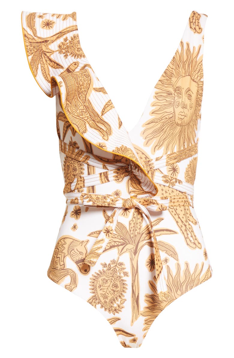 Johanna Ortiz High Noon Ruffle Trim One-Piece Swimsuit, Alternate, color,