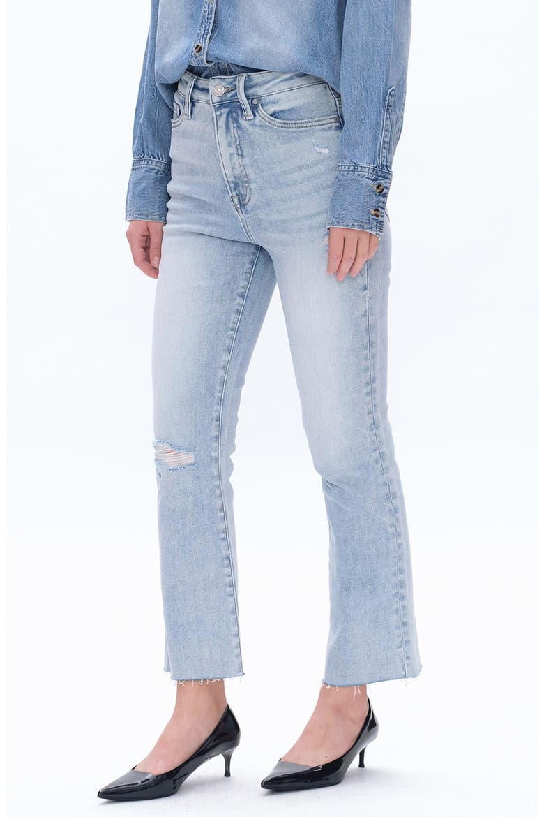 High Waist Raw Hem Ripped Straight Leg Jeans, Alternate, color, CAMBRIDGE