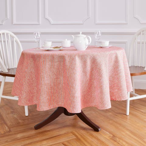 Linen Round Tablecloth - Narrow Stripe