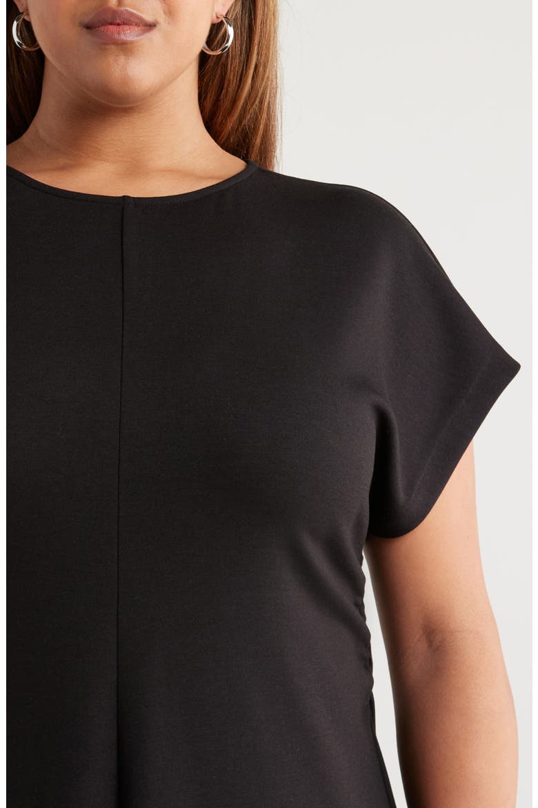 Crewneck Midi Dress, Alternate, color, BLACK