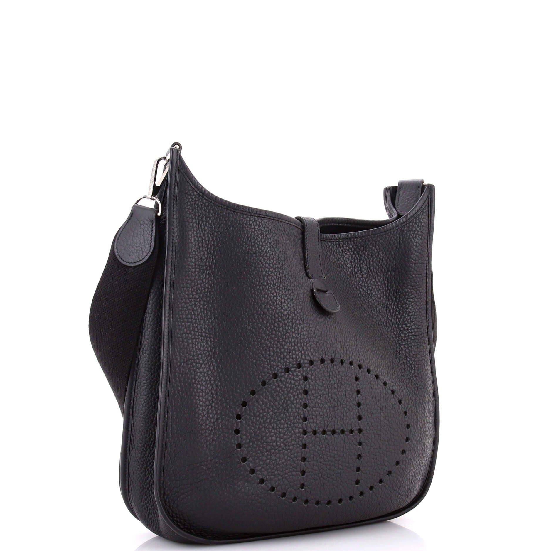 Pre-Owned Hermes Evelyne Bag Gen II Clemence GM, Alternate, color, Noir