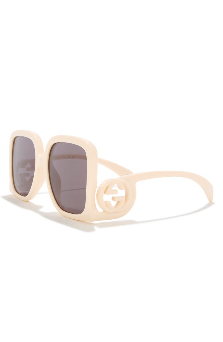 Gucci 55mm Square Sunglasses, Alternate, color, Ivory Ivory Grey