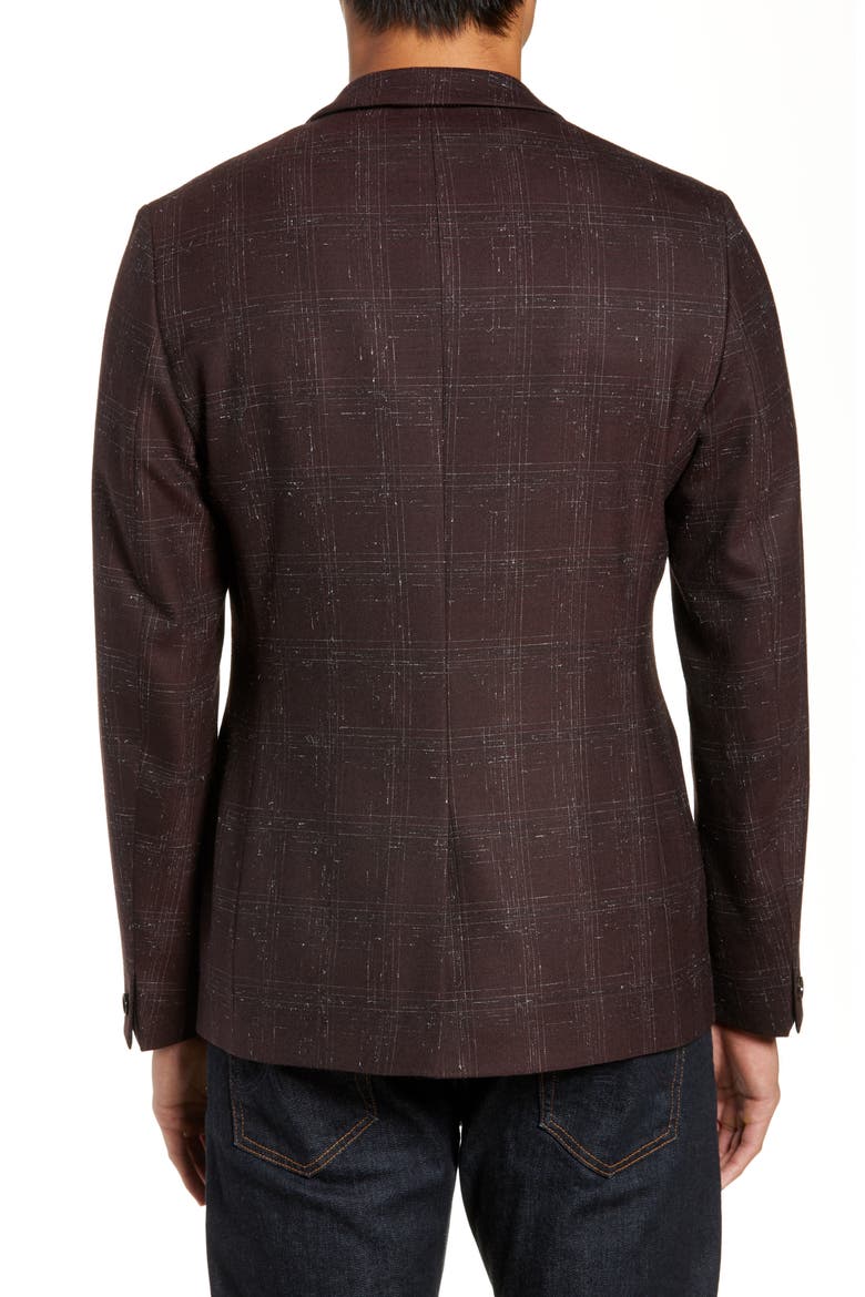 Ddar Slim Fit Bouclé Check Sport Coat, Alternate, color, DARK RED