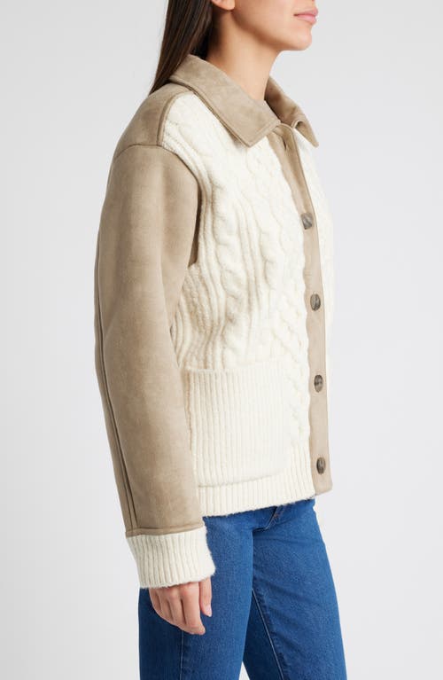 TREASURE & BOND TREASURE & BOND FAUX SUEDE & FAUX SHEARLING SWEATER JACKET
