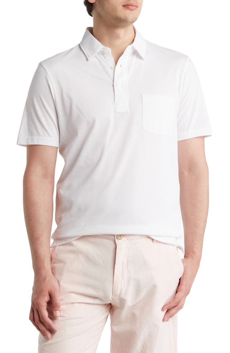 Faherty Heather Stretch Polo, Main, color, White