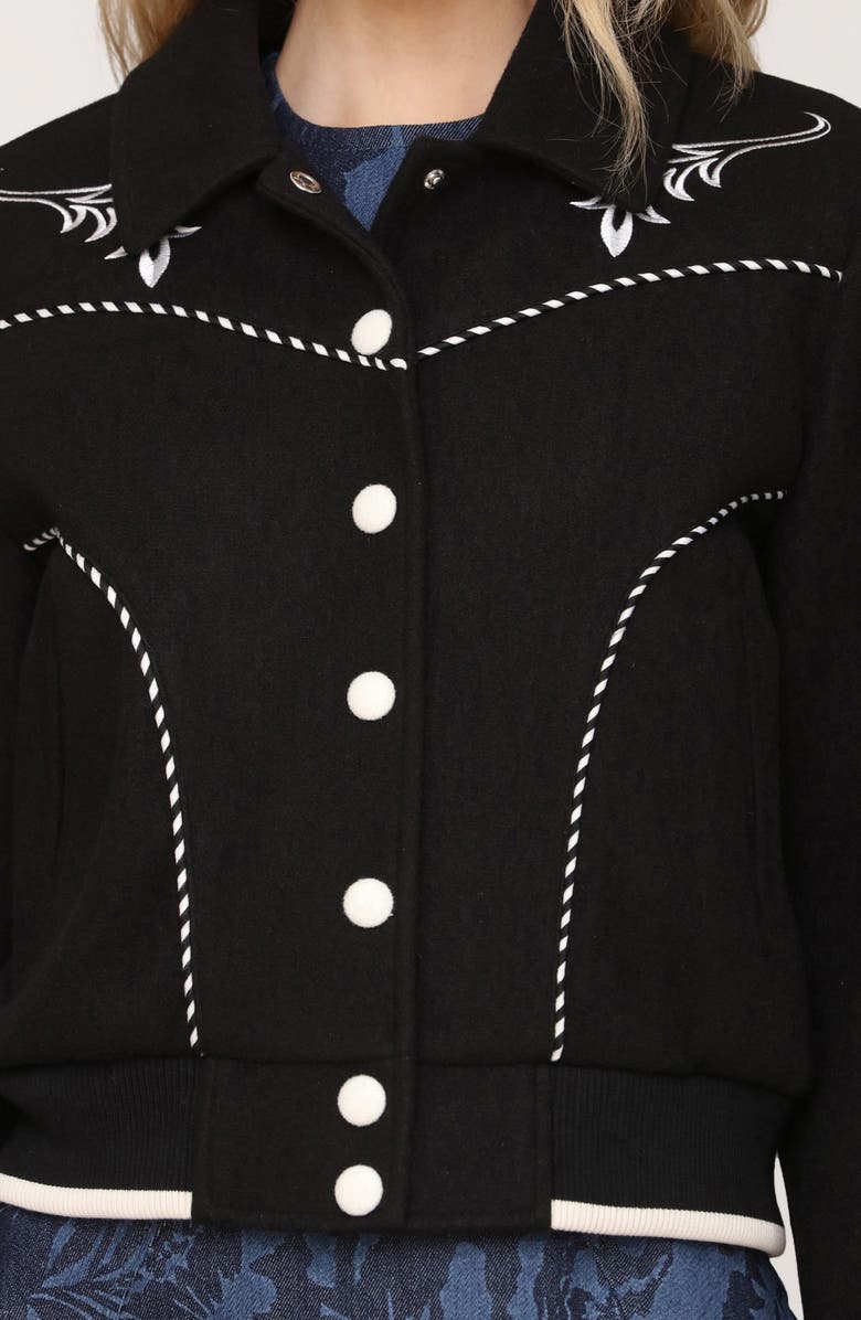 Avec Les Filles Embroidered Faux Suede Western Bomber Jacket, Alternate, color, 
