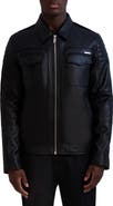 KARL LAGERFELD PARIS Faux Leather Trucker Jacket