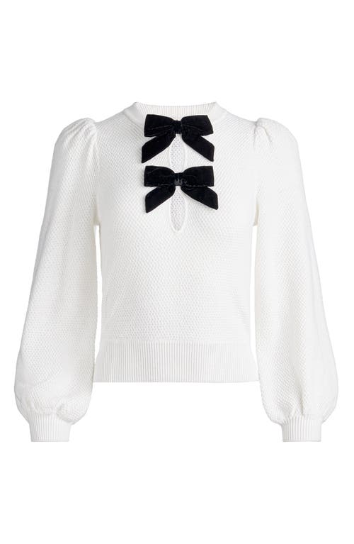 Alice And Olivia Doris Puff Sleeve Sweater In White