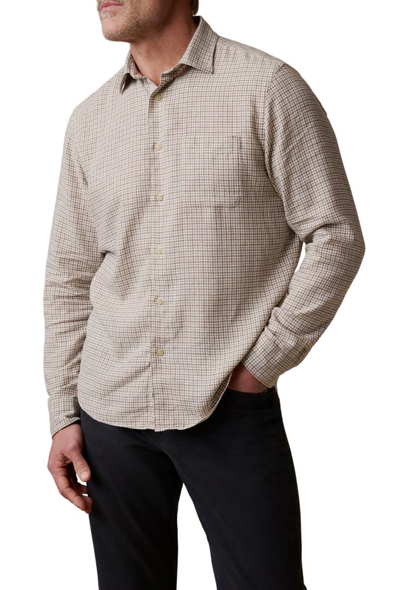 Palmetto Plaid Button-Up Shirt, Main, color, STONE PALM CHECK