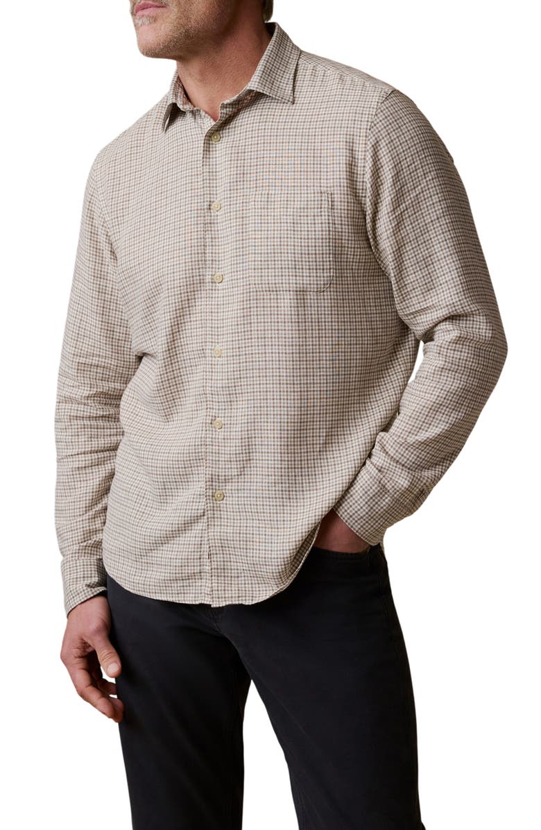 Faherty Palmetto Plaid Button-Up Shirt, Main, color, Stone Palm Check