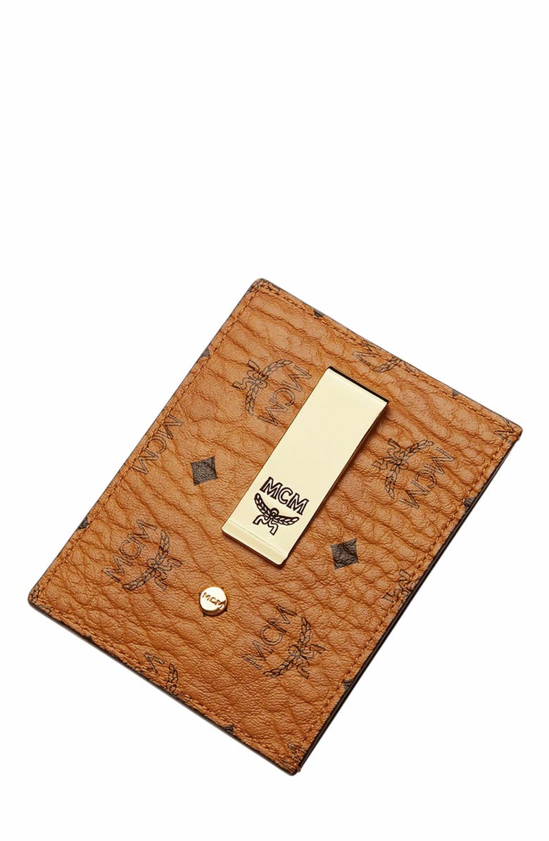 MCM Money Clip Card Case in Visetos Original, Main, color, Cognac