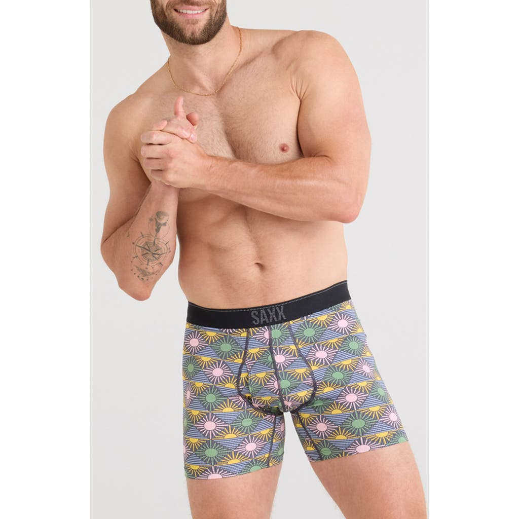 Saxx Quest Quick Dry Mesh Slim Fit Boxer Briefs In Rise And Shine-ebony