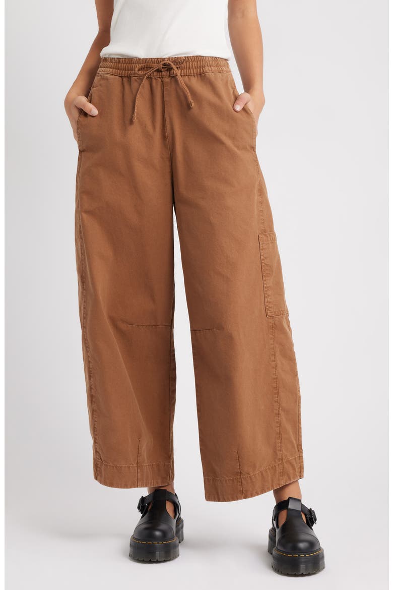 Felix Drawstring Ankle Wide Leg Pants, Main, color, CARAMEL