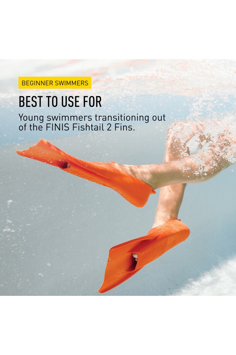 Booster Swim Fins for Kids Floating Rubber Fins Teaches Kick Technique Open Toe Design Comfortable Fit, Alternate, color, Orange