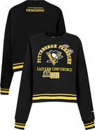 PRO STANDARD Women's Pro Standard  Black Pittsburgh Penguins Area Code Cropped Pullover Sweatshirt
