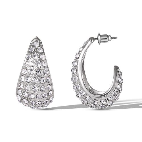 Jessica Simpson Pave Teardrop Clip-on Earrings In Metallic