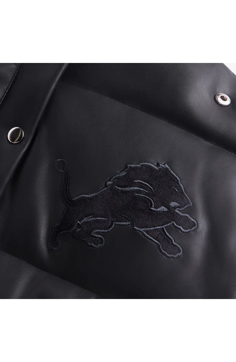 Off Season Women
s  Black Detroit Lions Faux Leather Puffer Jacket, Alternate, color, Black