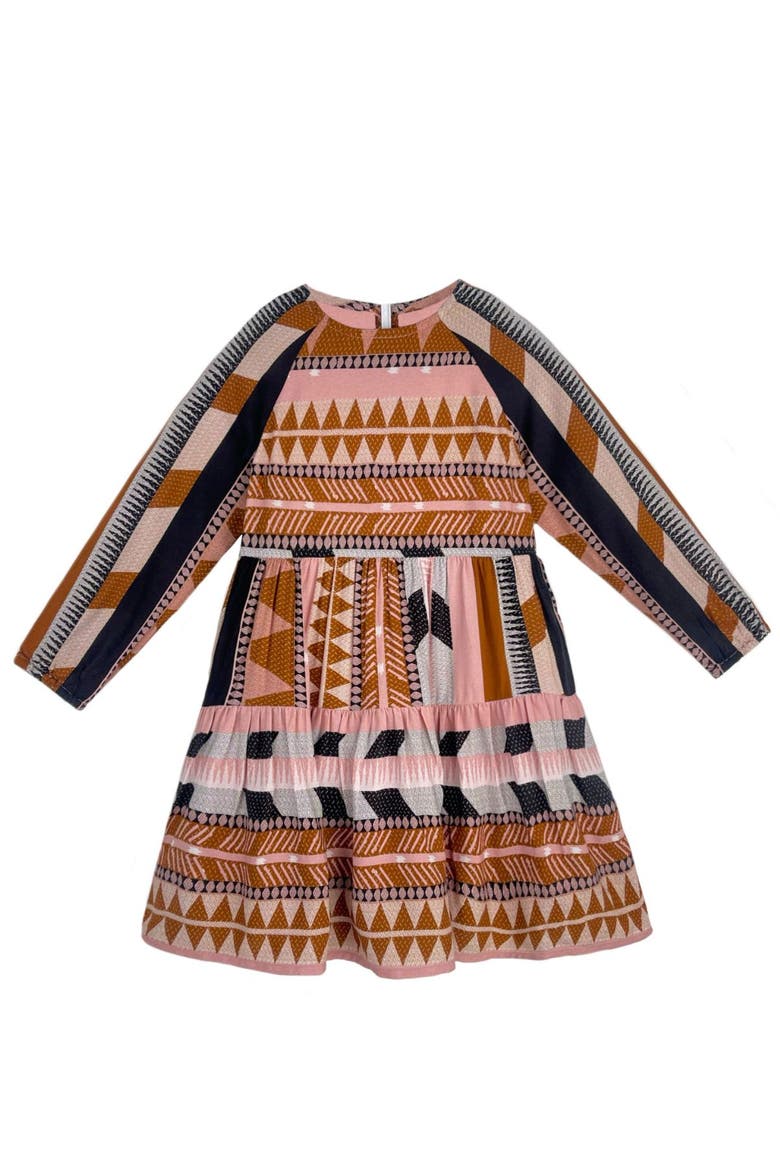 Chic Boho Long Sleeve Fall Dress, Main, color, Brown