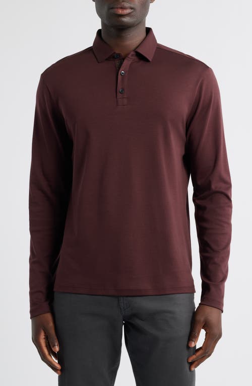 Robert Barakett Georgia Long Sleeve Pima Cotton Polo In Burgundy