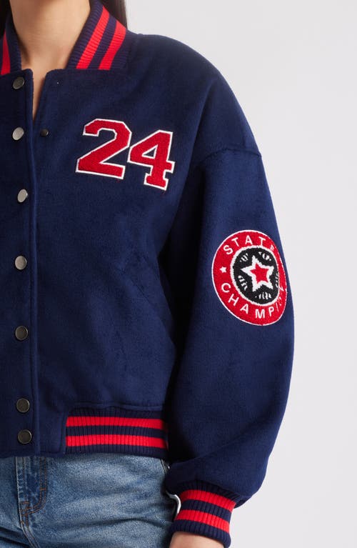 Nasty Gal Tailored Varsity Bomber Jacket In Navy