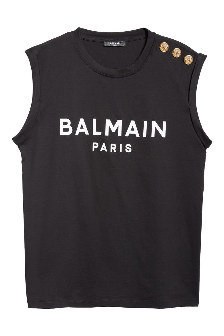 Cotton Logo Graphic Tank, Alternate, color, BLACK/ WHITE