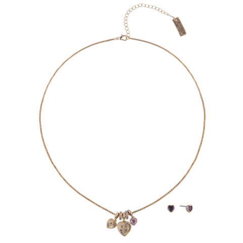 Gold Tone Nana Rose Pendant Necklace and Earring Set